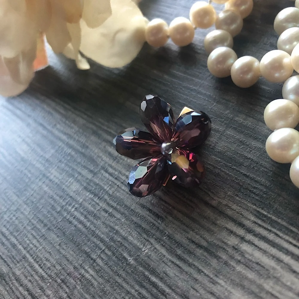 NEW Glass Crystal Flower Hair Clip - Picture 3 of 5